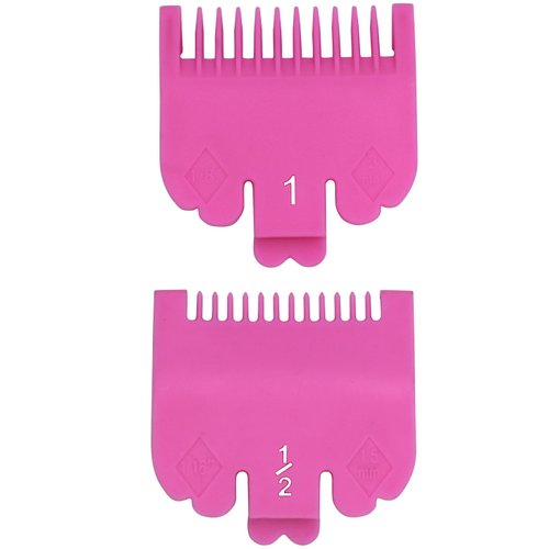 2 Pieces 2 Lengths Professional Hair Clipper Attachment Guide Guard Combs 1/16" 1/8" 1.5mm 3mm Compatible with Wahl Standard Full-Sized 5 Star Series Magic Clip Hair Clippers (Pink)