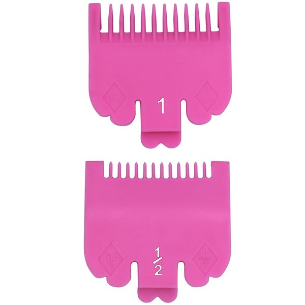 2 Pieces 2 Lengths Professional Hair Clipper Attachment Guide Guard Combs 1/16" 1/8" 1.5mm 3mm Compatible with Wahl Standard Full-Sized 5 Star Series Magic Clip Hair Clippers (Pink)