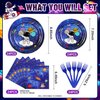 SCIONE 96 Pcs Space Theme Birthday Party Decorations Supplies Galaxy Party Tableware Set Solar System Party Plates Napkins Forks Paper Plate for 24 Guests Kids Party Favors