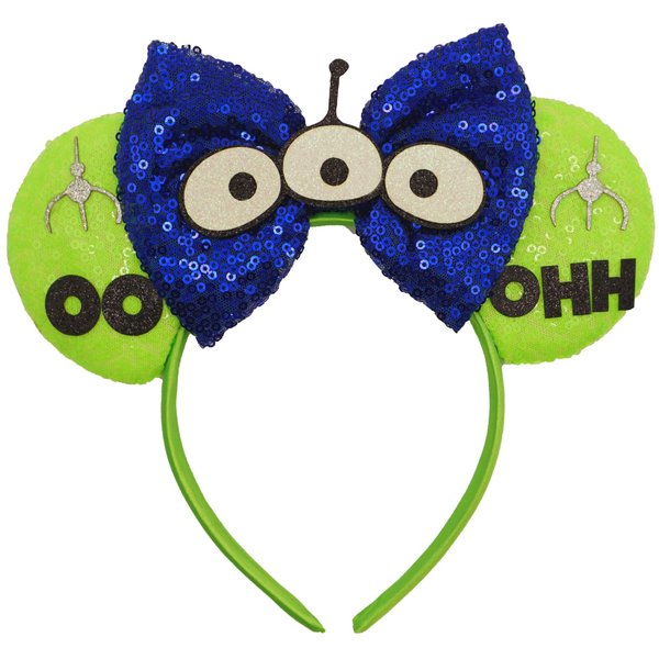 ZHENNAN Mouse Ears Headbands for Women and Men, Glitter Alien Bows Ears Headbands for Adults, Alien Themed Events Birthday Party Decorations Hair Accessoires