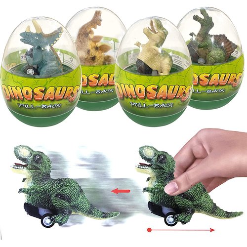 4 Pack Jumbo Dinosour Eggs with Dinosaur Pull Back Cars Dinos Vehicles Toys Inside for Kids Toddlers Boys Girls Christmas Party Favors Goodie Bag Christmas Stocking Stuffers