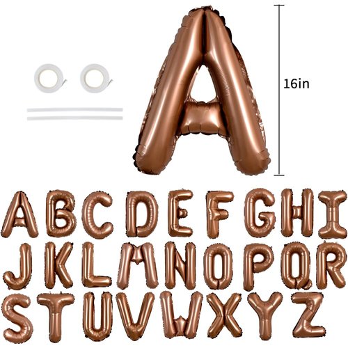 TONIFUL 52 Pieces 16 Inch Chocolate Letter A-Z Balloons,Custom Phrase Mylar Foil Alphabet Letter DIY Personalized Phrase Banner for Birthday Anniversary Celebration Graduation Party Supplies Decor