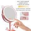 Nonebranded Vanity Mirror with Lights & Desk Mirror Lights Touch-Screen Light Control Portable High Definition Cosmetic Lighted Up Mirror with USB Port in 360 Degree Rotation(Pink)