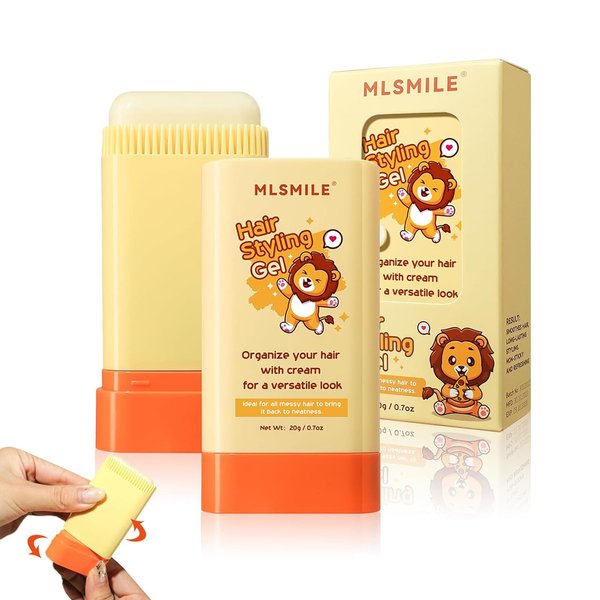 Hair Wax Stick for Kids Styling Gel，Built-In Comb Retractable Easy Styling Baby Hair Gel，No-Greasy Kids Hair Gel, Long Lasting Children's Hair Wax Stick, O.7oz Non-Stick Portable Hair Finishing Stick