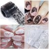 Holographic Nail Foil Transfer Stickers Black White Lace Laser Foils Nail Art Supplies Starry Paper Designs for Acrylic Decorations Women Fingernails Toenails DIY Manicure Wraps Nail Decor（10 Rolls）