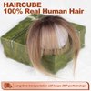 HAIRCUBE Bangs Hair Clip in Bangs 100% Real Human Hair Bangs Clip in Hair Extensions Fake Bangs Air Bangs Hairpieces for woman with Temples 3 Secure Clips in Full Fringe (Ombre Ash Blonde)