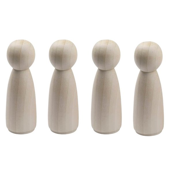 MAHAVIMOKSA 6pcs 90mm/3.54" Unfinished Wooden Peg Doll Body Doll People for Kids DIY Art Craft Painting Peg Game Home Party Decor (90mm, Girl)