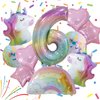 Unicorn Balloons Unicorn Birthday Party Decorations for Girls with Heart Star Rainbow Balloons Wedding Baby Shower Unicorn Party Supplies (Number 6)