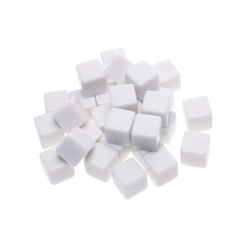 Shapenty 16MM White Acrylic Uniform Blank Dice Cubes for Classroom Board Games, DIY Sticker, Math Counting Teaching, Party Favor, Fun, Alphabet Numbers Puzzle Building Blocks Custom Dice Making, 30PCS
