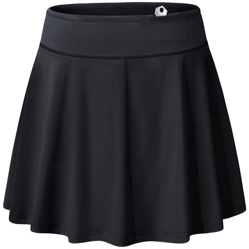 BLEVONH Black Tennis Skirt,Lady Comfortable Drawstring Tie Two Layers Golf Skorts for Women Plus Size Flowy Swing Hem Aline Loose Side Pocket Sports Clothing Fit Daughter Gifts XL