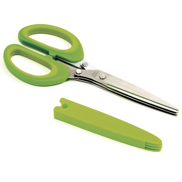 Norpro Multi Blade Herb Scissors with Blade Cleaner, 8-inch, Green