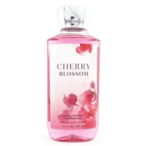 Bath & Body Works and Gift Set Bundle with Shower Gel Soap and Loofah Sponge Pouf - (Cherry Blossom)