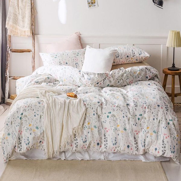 HighBuy 3 Piece Duvet Cover Set (1 Duvet Cover + 2 Pillow Shams) Cotton Printed Duvet Cover Queen Set Ultra-Soft Breathable (Twin(68"x86"), Flower)