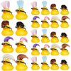 VercanMonth 20 Pcs Rubber Ducks with Wig and Black Glasses Squeaky Duck Bath Toy Small Rubber Duckies Bulk Cute and Funny Bathtub Toys for Summer Pool Birthday Gifts Holiday Party Favors (Stylish)