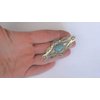 Generic Turquoise blue and silver metal alligator hair clip barrette fine thin hair (Pattern: Alligator clip)