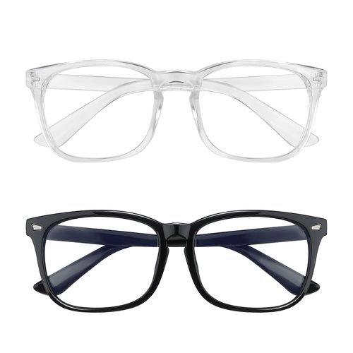 Blue Light Blocking Glasses, 2 Pack Blue Light Glasses Men, Blue Light Glasses For Women Computer Reading Gaming TV Phones Eyeglasses Clear Lens Bluelight Glasses Anti Eyestrain UV Glare Black+Clear