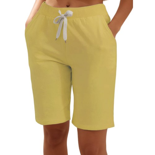 XinYangNi Comfy Casual Lounge Shorts with Pockets and Drawstring for Women Turmeric US 10-12