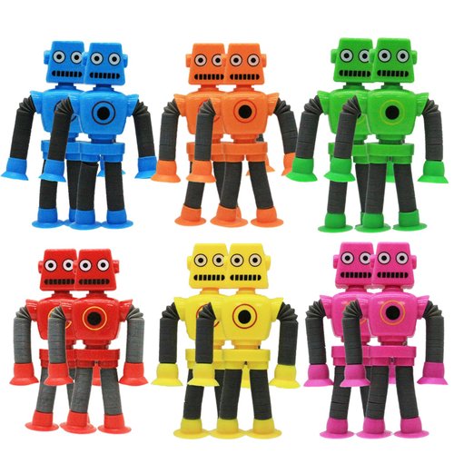 QWQR Changing Shape Robot Toy, Suction Cup Toys,Autism Sensory TelescopicPop Tubes Fidget Toys,Parties Birthdays, Easter, Valentine's Day TravelParty Game. (Multicolor 12pcs)