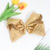 1PCS 8 Inch Big Sequin Hair Bows for Girls Alligator Clips Sparkly Glitter Hair Accessories for Little Teen Toddler Girls Kids (Gold)