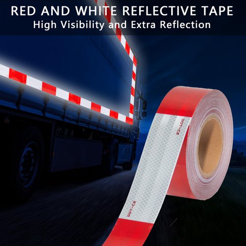 SWRT DOT-C2 Reflective Tape 2 Inch x 30 Feet Red White Reflective Tape Outdoor Waterproof Conspicuity Strong Adhesive Reflector Tape Warning Safety Reflective Tape for Vehicles Trailers Boats Signs