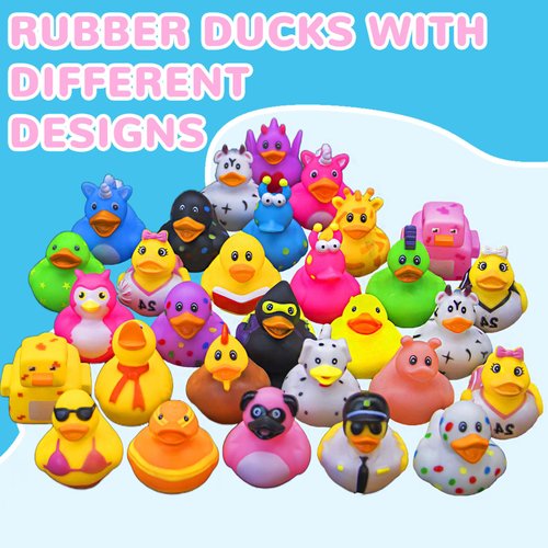 30 Pack Rubber Ducks Jeep Ducks for Jeeps 2.3 Inch Rubber Duckies Toys Assortment Duckies Bulk Floater Duck for Jeep Ducking Toddler Baby Bath Toys Party Favors Summer Beach Pool Activity