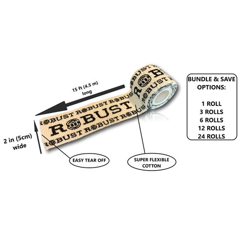 ROBUST FITNESS Weightlifting Hook Grip Tape | Adhesive Stretch Athletic Thumb & Finger Tape | Sticky, Stretchy, Flexible, Easy Tear | Olympic Weightlifting | Cross-Training (3 Rolls, White/Black)