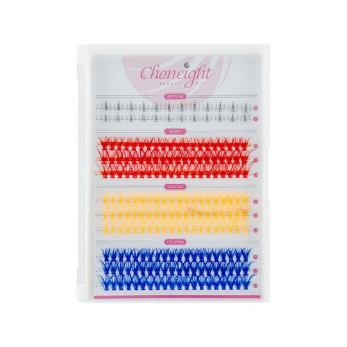 Choneight False Eyelashes Natural DIY Lower Lash False Eyelashes 24pcs 5-6mm and Colored Lash Clusters 180pcs 10-14mm,Brown False Eyelashes Wispy,Cosplay Lashes Wispy Mix