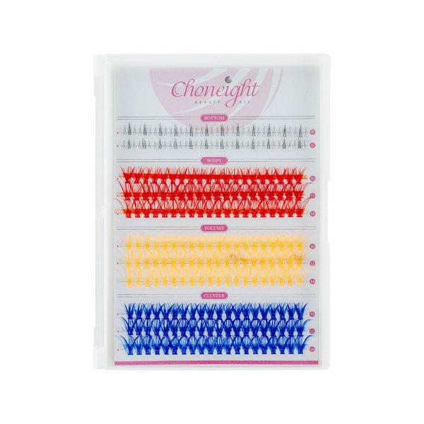 Choneight False Eyelashes Natural DIY Lower Lash False Eyelashes 24pcs 5-6mm and Colored Lash Clusters 180pcs 10-14mm,Brown False Eyelashes Wispy,Cosplay Lashes Wispy Mix