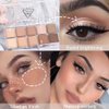 10Colors Rose Gold Brown Colorful Eyeshadow Makeup Palette,Matte Shimmer Korean Natural Neutral Hypoallergenic Eye Shadow Palettes Highly Pigmented Naturing-Looking Long Lasting Waterproof Blendable