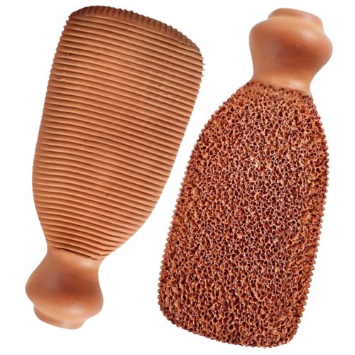 Natural Pumice Stone Made of Terra Cotta Remain 7+ Years | Ancient Indus Valley Foot Scrubber Callus Remover Skin Care Pedicure Tool for Cracked Heels & Dead Skin | Foot Exfoliator (+Organic Cocoa)