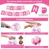 Pink Happy Birthday Party Decorations for Women Girls, Pre-Strung Happy Birthday Sign Banner, Pink Balloons, Fringe Curtain, Tissue Paper Pom Poms, Star Garland, Hanging Swirls for Birthday Party
