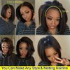 RHAH Ready to Wear Glueless Wigs Human Hair Kinky Straight 13x6 HD Lace Front Wigs for Black Women 10 Inch Bob Wigs with Baby Hair Pre Plucked Bleached Knots 150% Density Yaki Straight Human Hair Wig