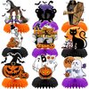 9pcs Halloween Decorations Honeycomb Centerpieces - Halloween Table Decorations for Halloween Parties, Spooky Theme Designs with Witches, Pumpkins, Ghosts, and Skeletons