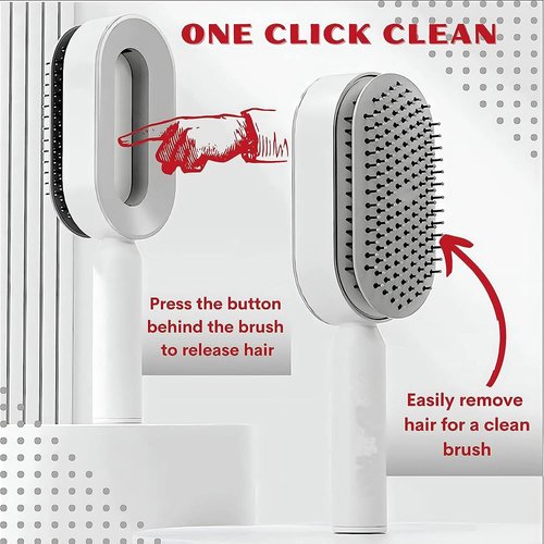Detangling Hair Brush for Women - 3D Brush with One-Click Cleaning Technology, Non-Slip Handle, Perfect for Wet & Dry Hair, All Hair Types