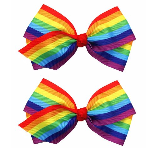 Rainbow Hair Clips Hair Bow for Women Girls Rainbow Hair Accessories Pride Day Hair Accessories TSFJ53 (2pcs 4Inch Rainbow)
