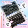 Individual Lashes Kit 280Pcs Fluffy Lash Clusters 50D 60D D Curl DIY Lash Extension Kit with Lash Bond and Seal and Lash Applicator 10-16mm Eyelash Extension Kit DIY at Home, by FOINEMYED