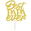 Gold Glitter Best Papa Ever Cake Topper, Happy Birthday Dad Cake Decoration for Father's Birthday, Happy Father's Day Party Supplies