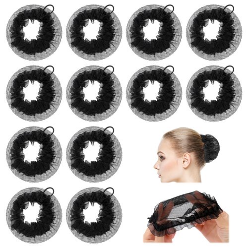 12 Pcs Invisible Mesh Hair Nets for Ballet, Black Elastic Mesh Hair Nets for Buns Hair Bun Covers Ballet Hair Nets for Girls Hairstyling Hair Nets for Women Ballet Performance Bank Clerk Dancer Nurse