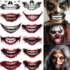 ENYACOS halloween temporary face tattoos for adults, halloween prank makeup temporary tattoo, Halloween scary big mouth tattoo, clown tattoos, zombie makeup face stickers