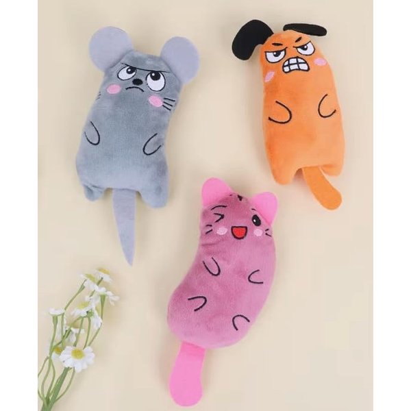 SFPrime 3-Pack Interactive Cat Chew Plush Toys with Catnip