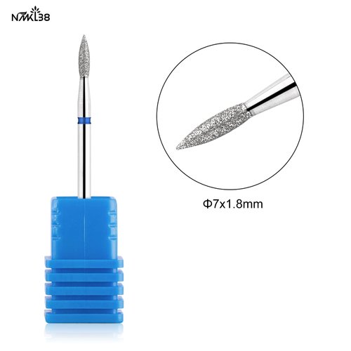 NMKL38 Cuticle Nail Drill Bits Flame Shape 3/32” Professional Safety Cuticle Clean Tool Dead Skin Remover Manicure