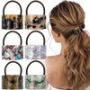 6Pcs Tortoise Shell Hair Ties Acetate Ponytail Holder Cuff Rectangle Hair Elastic Ties French Hair Bands Leopard Wrap Cuff Hair Ropes Decorative Elegant Hair Accessories for Women