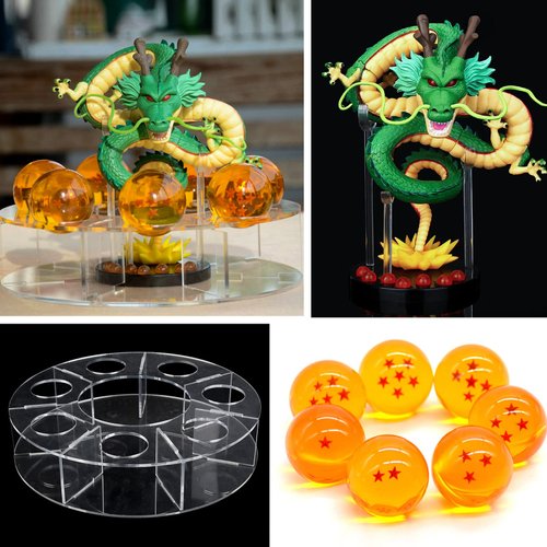 The Novel Children's Toy Dragon Transparent Play Balls Set Contains Dragon Statue + Ball 4.3cm + Acrylic Base + LED Disc+Gift box Star can be Used as Home Decoration, Birthday Gifts and Toys.