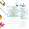 25 Blue Gold Boy Heaven Sent Clouds Baby Shower Invitations, Cute Celestial Angel Printed Fill or Write In The Blank Invites, Shabby Chic Unique Custom Coed Themed Party Card Stock Paper Supplies