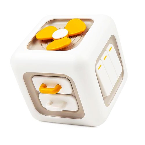 Montessori Toys for Baby 18+ Months, Travel Activities Busy Cube, Fine Motor Skills Toys for Toddlers 2-3, Developmental Educational Learning First Birthday Gifts (White cube)