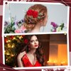 Geyoga 6 Pcs Rose Flower Hair Clip with Rose Flower Hair Comb Women Rose Flower Hair Accessories Bridal Rose Headpiece Flower Hairpin Rose Brooch for Women Girls Wedding Dancing Party (Red)