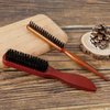 Slick Back Hair Brush, 2 PCS Wood Handle Edge Brush Set Boar Bristle Teasing Brush Rat Tail Comb Small Portable Travel Hair Brush for Women Thin & Fine Hair Smoothing, Sectioning, Beard Brush for Men