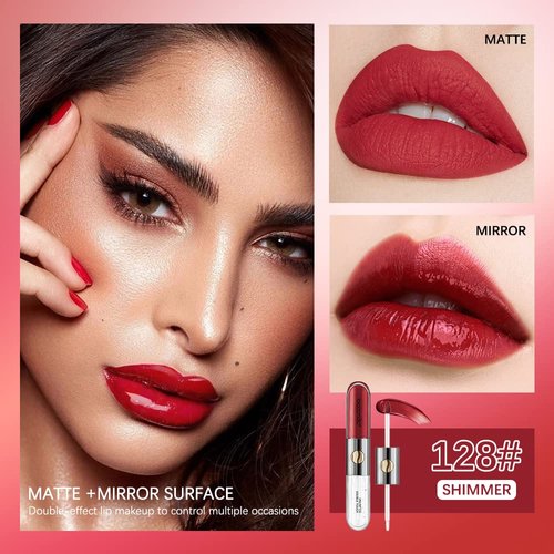 WALULAN Double-ended Lip Oil,Matte Lip Gloss, Waterproof Sweatproof Lipstick Sealer,Lip Glow Oil,Plumper Clear Hydrating, Lipstick Raincoa