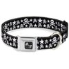 Buckle-Down Seatbelt Buckle Dog Collar - Skulls & Stars Black/White - 1" Wide - Fits 11-17" Neck - Medium