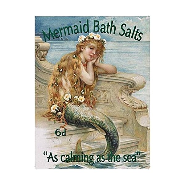 Mermaid Bath Salts Small Size Metal Sign 8" x 6" (og 2015)